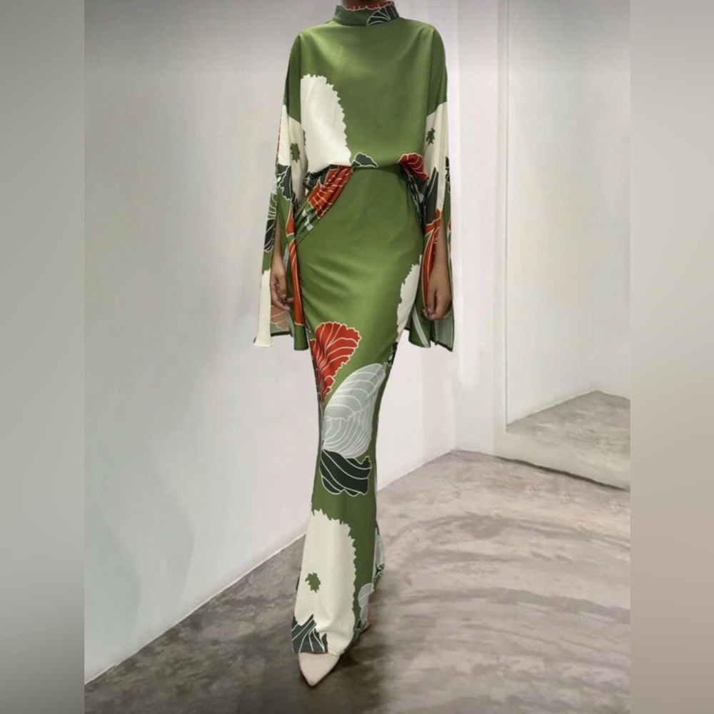 Elegant Green Kimono skirt set